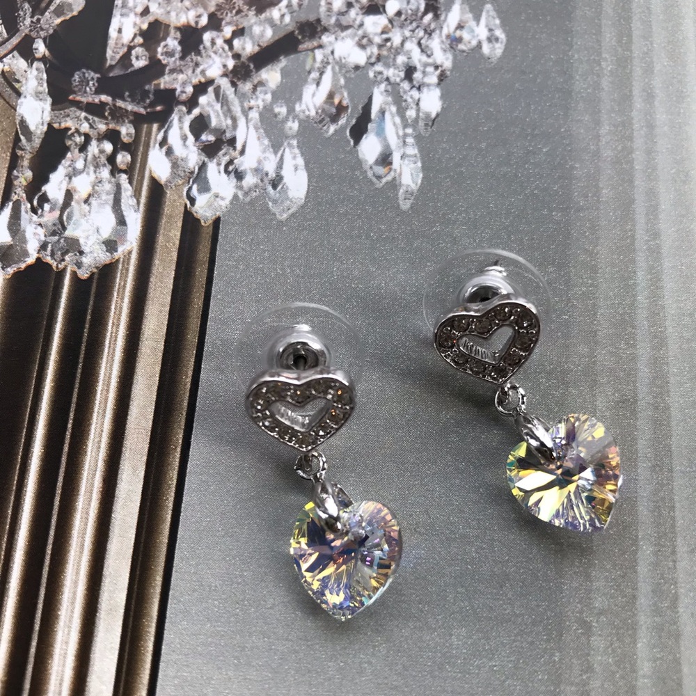 Swarovski Crystal Earrings - Double Hearts